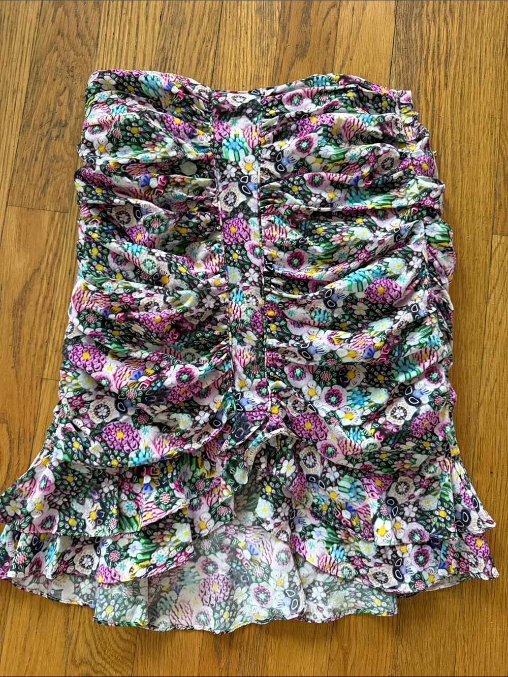 Isabel marant silk Ruffled Mini Skirt - Pink floral